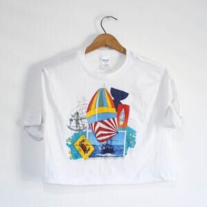 Vintage Windsurfing Crop Top T Shirt Large